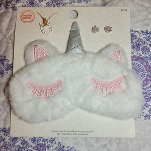 Girls Unicorn Sleep Mask, Necklace & Earring Set